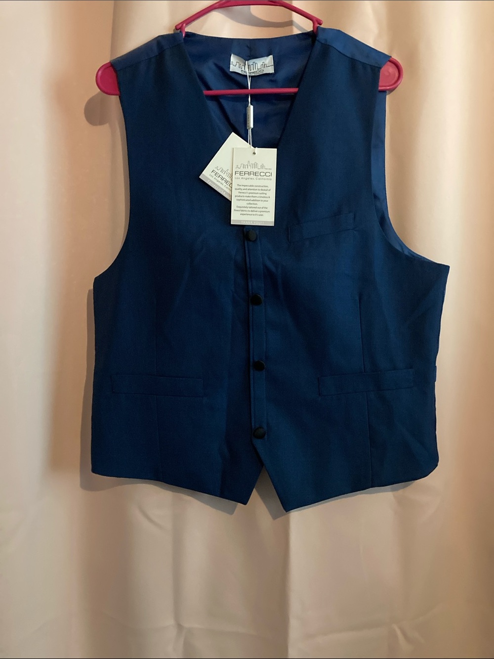 Ferrecci Navy Blue Buttoned Dress Vest
